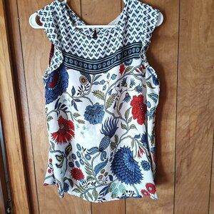 Loft womens flutter sleeve floral pullover top size M
